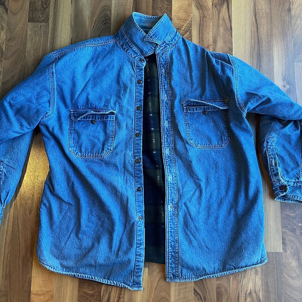 Vintage American Blue Authentic’s Jean Jacket Denim Flannel Inside Size XL